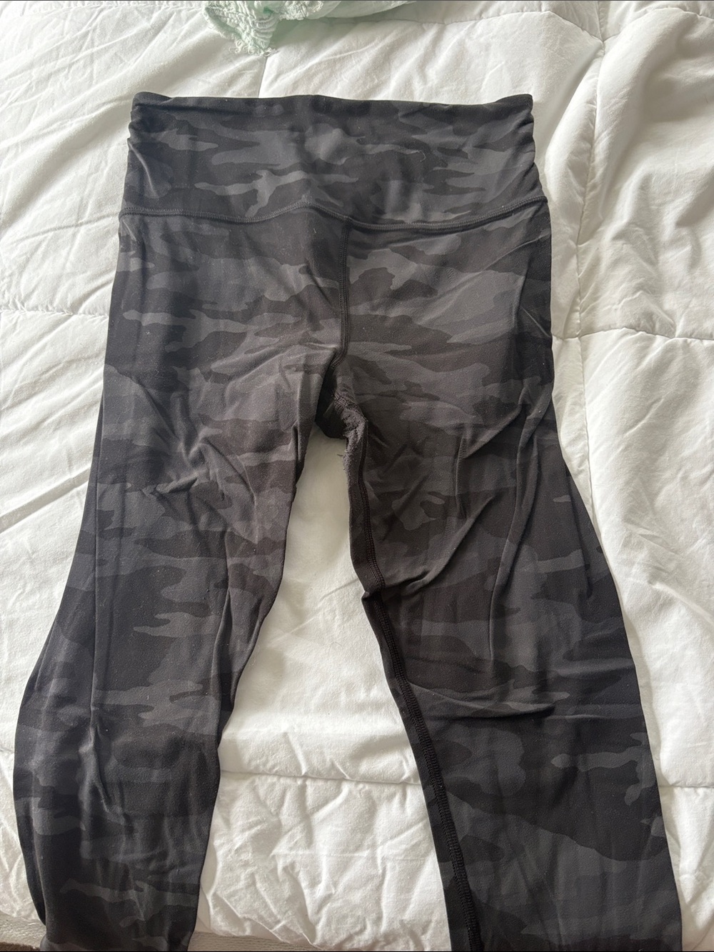 Athleta Black & Charcoal Camo High-Waist Leggings